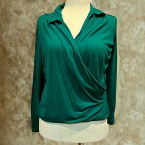 Talbot's Elegant Green Women's Wrap Top XLP